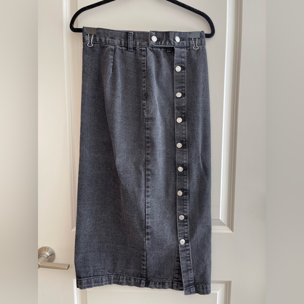 SHEIN Charcoal Button-Front Pencil Skirt